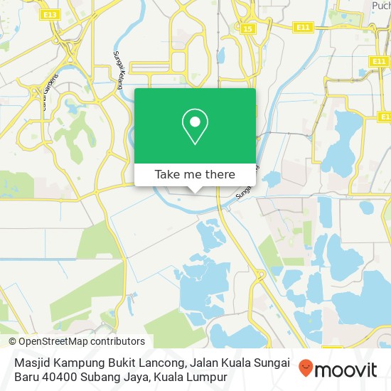 Peta Masjid Kampung Bukit Lancong, Jalan Kuala Sungai Baru 40400 Subang Jaya