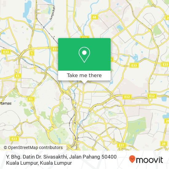 Peta Y. Bhg. Datin Dr. Sivasakthi, Jalan Pahang 50400 Kuala Lumpur
