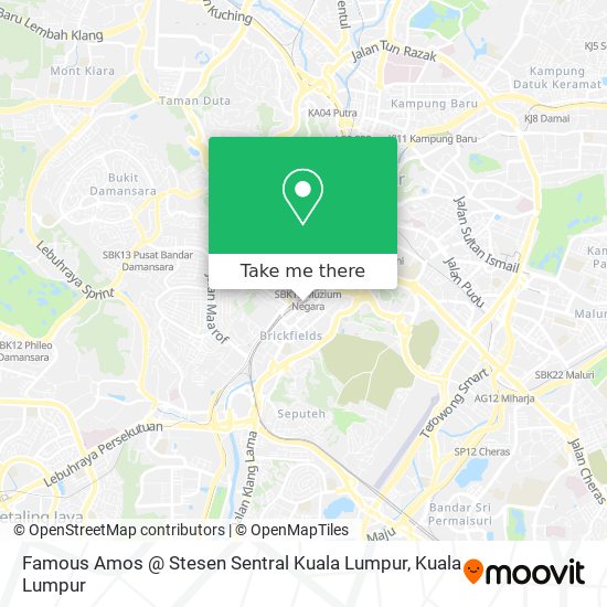 Peta Famous Amos @ Stesen Sentral Kuala Lumpur