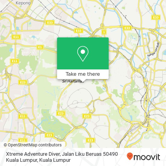 Xtreme Adventure Diver, Jalan Liku Beruas 50490 Kuala Lumpur map
