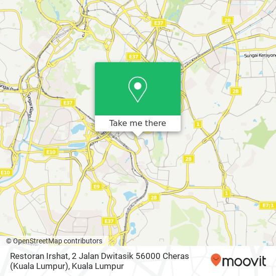 Peta Restoran Irshat, 2 Jalan Dwitasik 56000 Cheras (Kuala Lumpur)