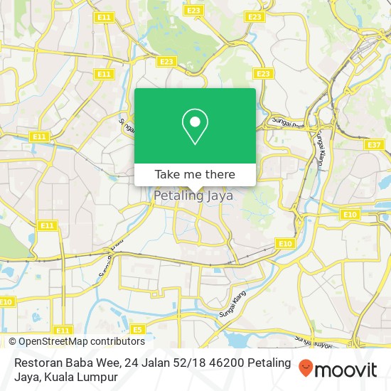 Peta Restoran Baba Wee, 24 Jalan 52 / 18 46200 Petaling Jaya