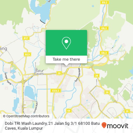 Peta Dobi TRI Wash Laundry, 21 Jalan Sg 3 / 1 68100 Batu Caves