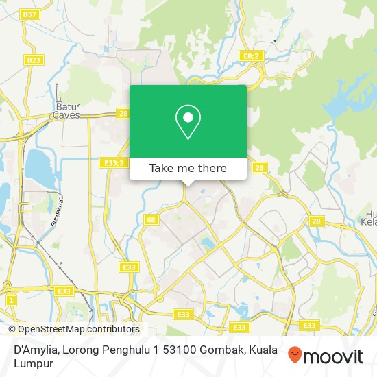 Peta D'Amylia, Lorong Penghulu 1 53100 Gombak