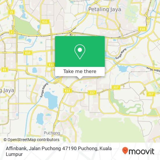Peta Affinbank, Jalan Puchong 47190 Puchong