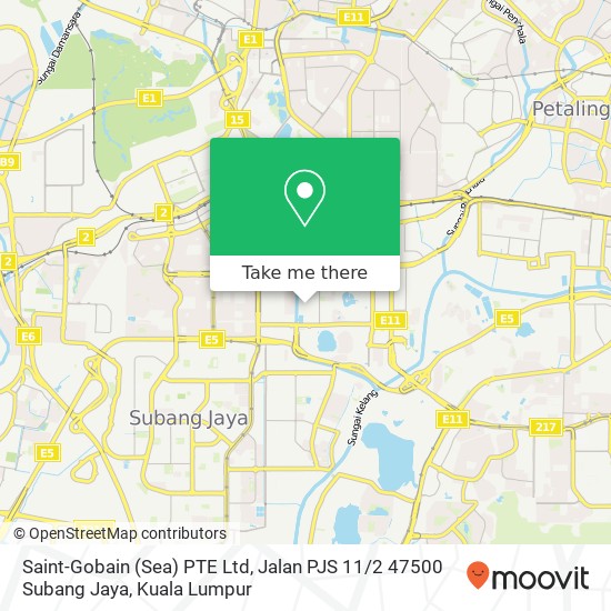 Peta Saint-Gobain (Sea) PTE Ltd, Jalan PJS 11 / 2 47500 Subang Jaya