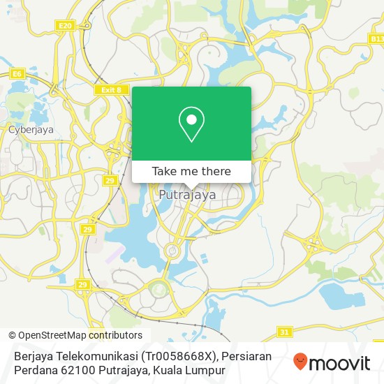 Peta Berjaya Telekomunikasi (Tr0058668X), Persiaran Perdana 62100 Putrajaya