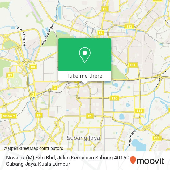 Novalux (M) Sdn Bhd, Jalan Kemajuan Subang 40150 Subang Jaya map