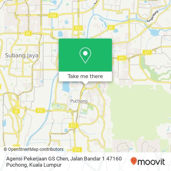 Agensi Pekerjaan GS Chen, Jalan Bandar 1 47160 Puchong map