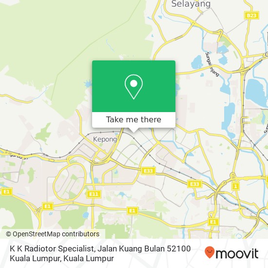 K K Radiotor Specialist, Jalan Kuang Bulan 52100 Kuala Lumpur map