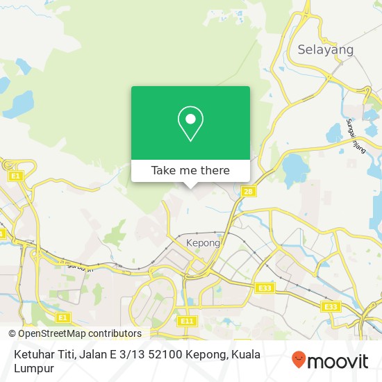 Peta Ketuhar Titi, Jalan E 3 / 13 52100 Kepong