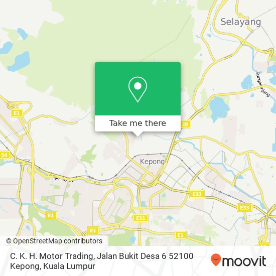 Peta C. K. H. Motor Trading, Jalan Bukit Desa 6 52100 Kepong