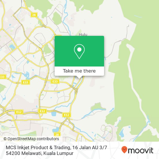 Peta MCS Inkjet Product & Trading, 16 Jalan AU 3 / 7 54200 Melawati