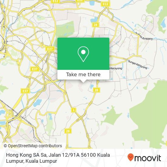 Hong Kong SA Sa, Jalan 12 / 91A 56100 Kuala Lumpur map