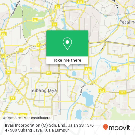 Iryas Incorporation (M) Sdn. Bhd., Jalan SS 13 / 6 47500 Subang Jaya map