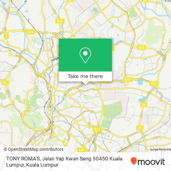 TONY ROMA'S, Jalan Yap Kwan Seng 50450 Kuala Lumpur map