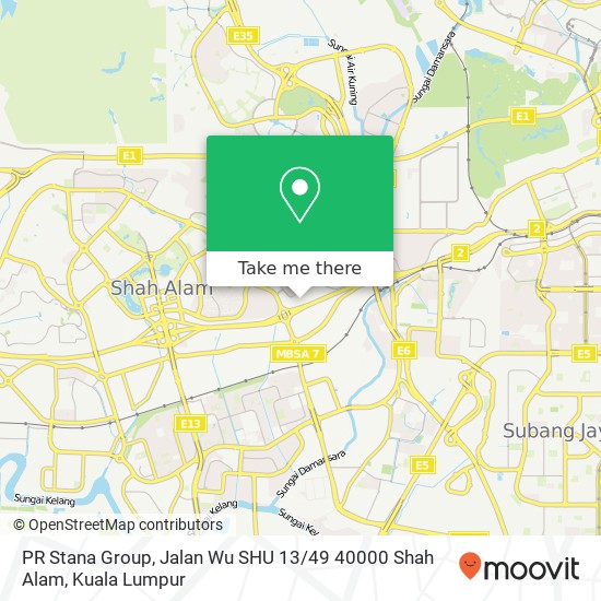 Peta PR Stana Group, Jalan Wu SHU 13 / 49 40000 Shah Alam