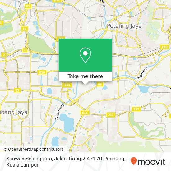 Peta Sunway Selenggara, Jalan Tiong 2 47170 Puchong