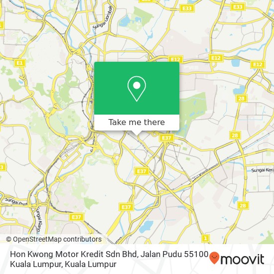 Peta Hon Kwong Motor Kredit Sdn Bhd, Jalan Pudu 55100 Kuala Lumpur