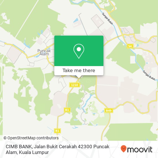 Peta CIMB BANK, Jalan Bukit Cerakah 42300 Puncak Alam