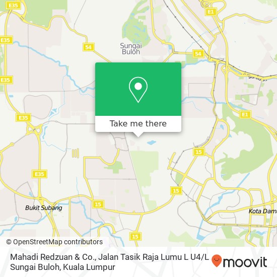 Peta Mahadi Redzuan & Co., Jalan Tasik Raja Lumu L U4 / L Sungai Buloh