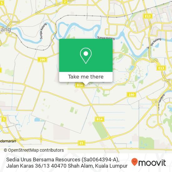 Peta Sedia Urus Bersama Resources (Sa0064394-A), Jalan Karas 36 / 13 40470 Shah Alam