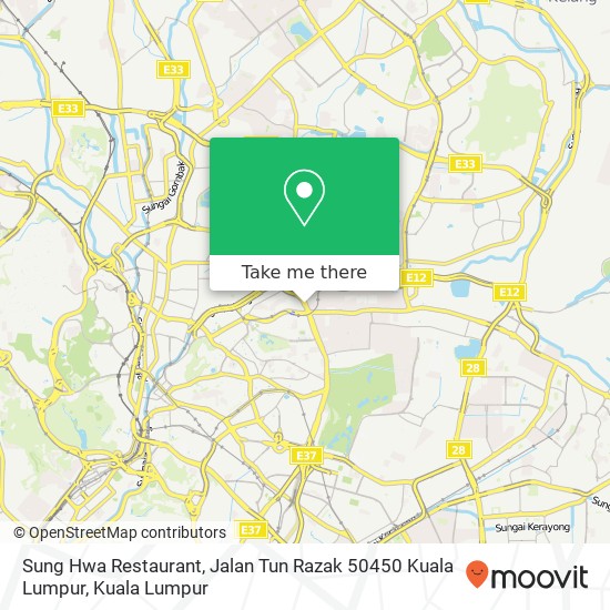 Peta Sung Hwa Restaurant, Jalan Tun Razak 50450 Kuala Lumpur