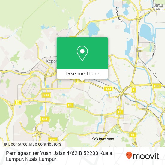 Peta Perniagaan ter Yuan, Jalan 4 / 62 B 52200 Kuala Lumpur