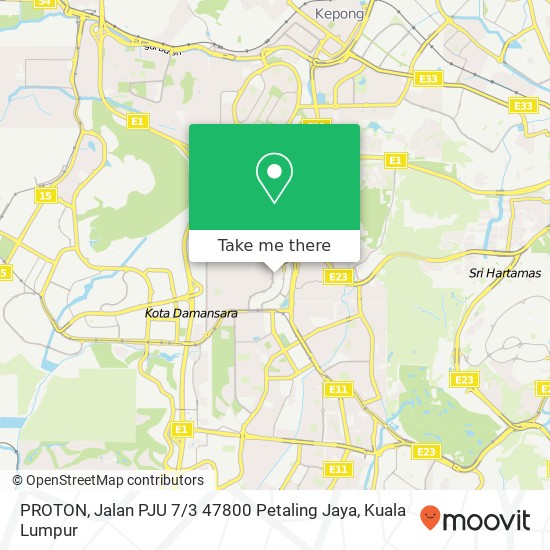 Peta PROTON, Jalan PJU 7 / 3 47800 Petaling Jaya