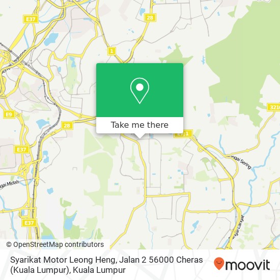 Peta Syarikat Motor Leong Heng, Jalan 2 56000 Cheras (Kuala Lumpur)