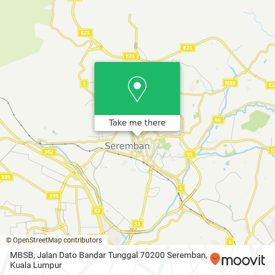 Peta MBSB, Jalan Dato Bandar Tunggal 70200 Seremban