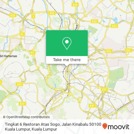 Peta Tingkat 6 Restoran Atas Sogo, Jalan Kinabalu 50100 Kuala Lumpur