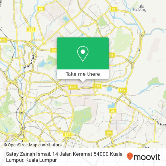 Peta Satay Zainah Ismail, 14 Jalan Keramat 54000 Kuala Lumpur