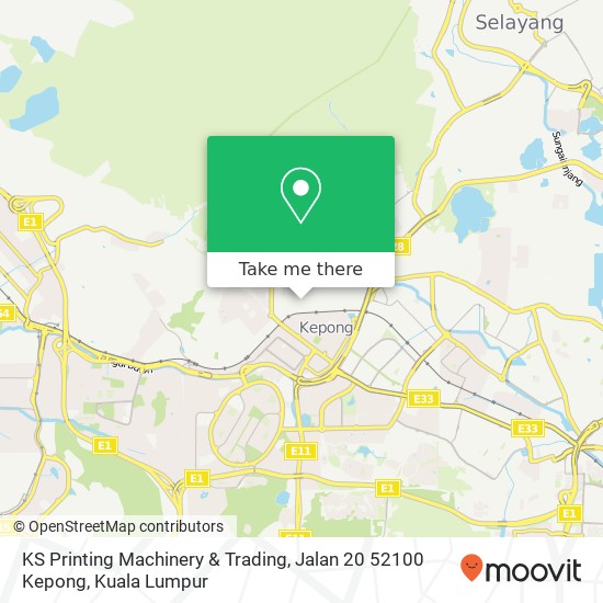 Peta KS Printing Machinery & Trading, Jalan 20 52100 Kepong