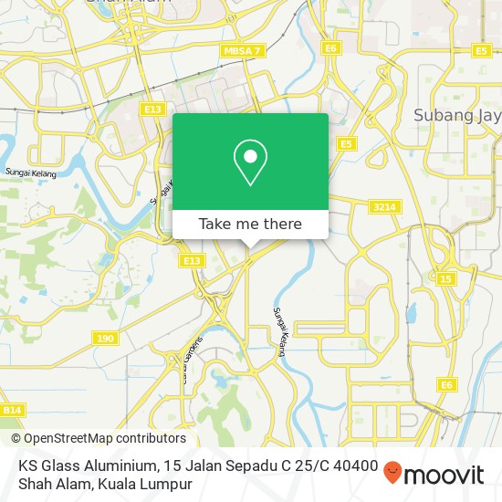 Peta KS Glass Aluminium, 15 Jalan Sepadu C 25 / C 40400 Shah Alam