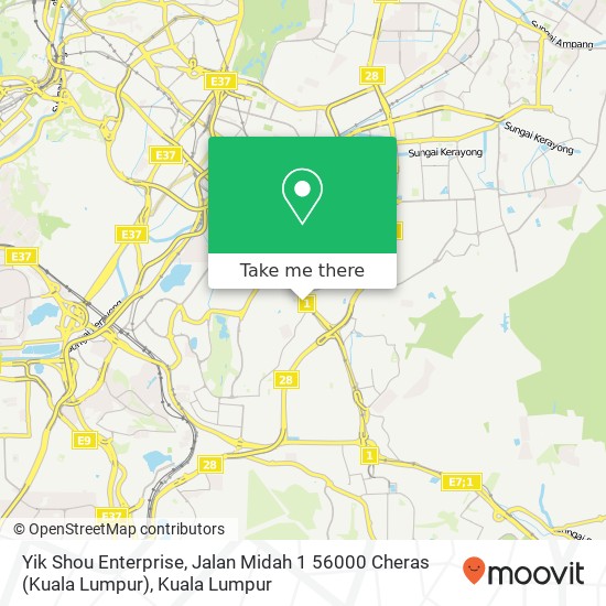 Yik Shou Enterprise, Jalan Midah 1 56000 Cheras (Kuala Lumpur) map