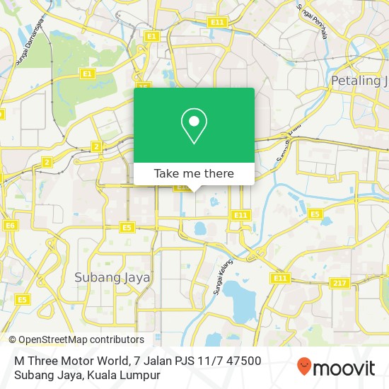 Peta M Three Motor World, 7 Jalan PJS 11 / 7 47500 Subang Jaya