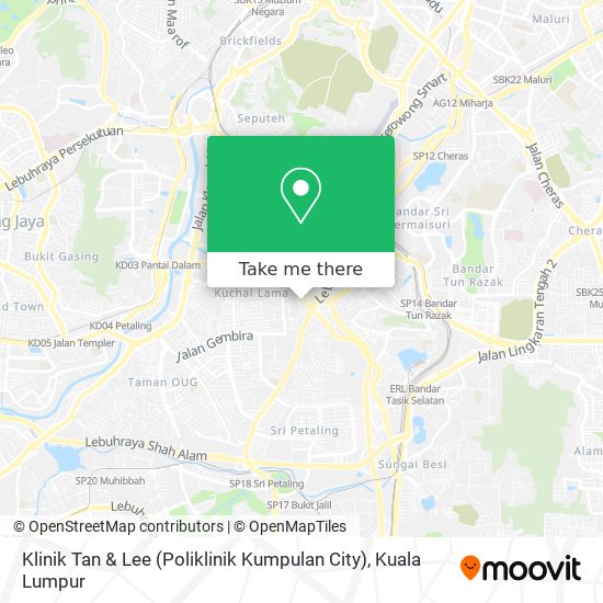 Peta Klinik Tan & Lee (Poliklinik Kumpulan City)