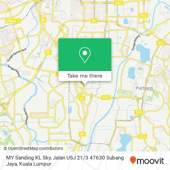 Peta MY Sanding KL Sky, Jalan USJ 21 / 3 47630 Subang Jaya