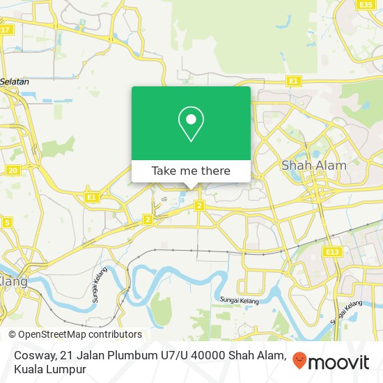 Peta Cosway, 21 Jalan Plumbum U7 / U 40000 Shah Alam