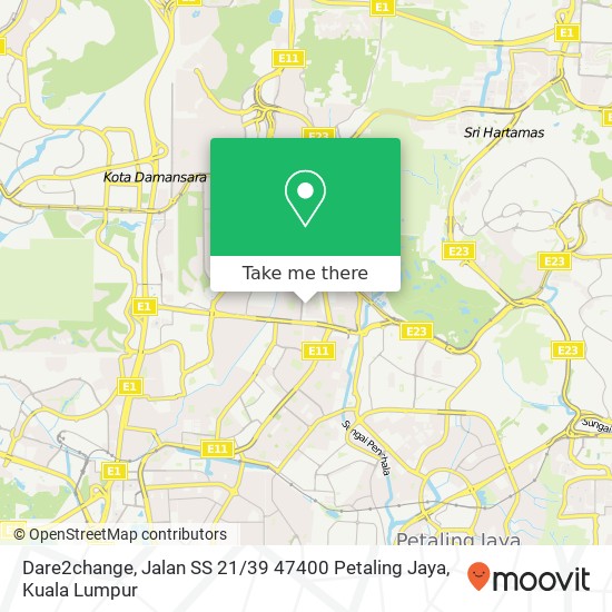 Peta Dare2change, Jalan SS 21 / 39 47400 Petaling Jaya