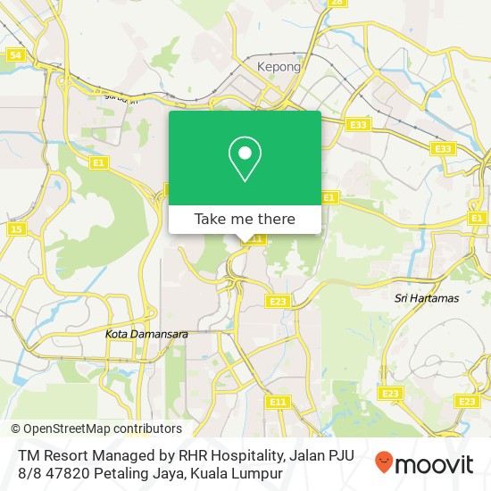 Peta TM Resort Managed by RHR Hospitality, Jalan PJU 8 / 8 47820 Petaling Jaya