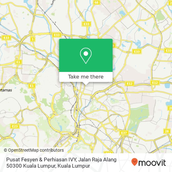 Peta Pusat Fesyen & Perhiasan IVY, Jalan Raja Alang 50300 Kuala Lumpur
