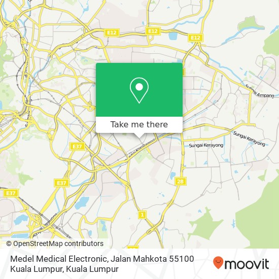 Peta Medel Medical Electronic, Jalan Mahkota 55100 Kuala Lumpur