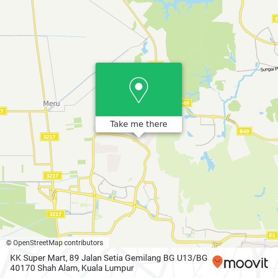 KK Super Mart, 89 Jalan Setia Gemilang BG U13 / BG 40170 Shah Alam map