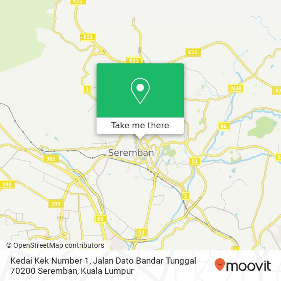 Kedai Kek Number 1, Jalan Dato Bandar Tunggal 70200 Seremban map