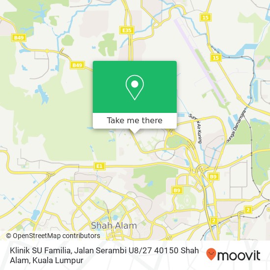 Klinik SU Familia, Jalan Serambi U8 / 27 40150 Shah Alam map