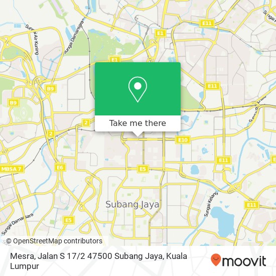 Peta Mesra, Jalan S 17 / 2 47500 Subang Jaya