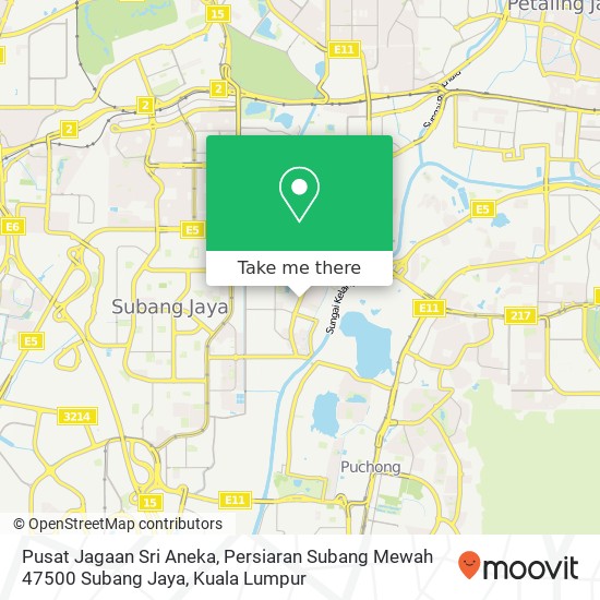 Peta Pusat Jagaan Sri Aneka, Persiaran Subang Mewah 47500 Subang Jaya