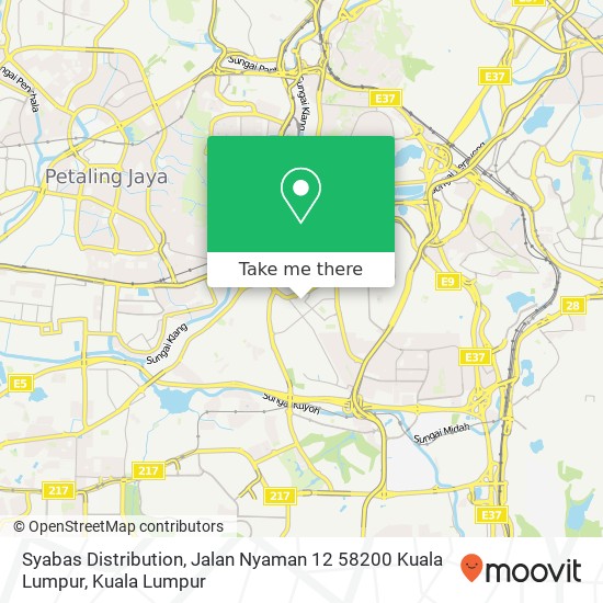 Syabas Distribution, Jalan Nyaman 12 58200 Kuala Lumpur map